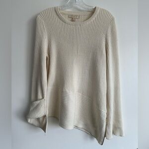 Michael Kors Asymmetrical Hem Sweater Cream Size Large NWT